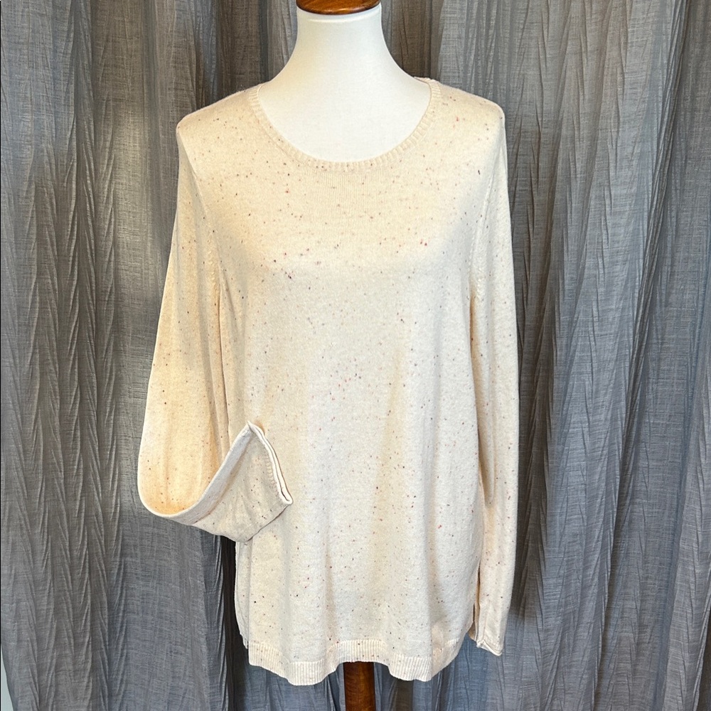 J. Jill Cream Speckled Long Sleeve Sweater